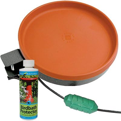 BestNest 3-in-1 Heated Bird Bath with Cord Connector & Cleaner, Terra Cotta | Thermostatically Controlled Birdbath for Winter | Deck, Wall, or Ground Mount Heated Bath for Wild Birds
