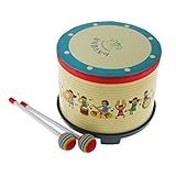 tambor pequeño madera y cuero Material: madera, poliéster Niños Aprenden Juego de Percusión Tambor W / Palillos de Colores Golpearon Juguete de Regalo