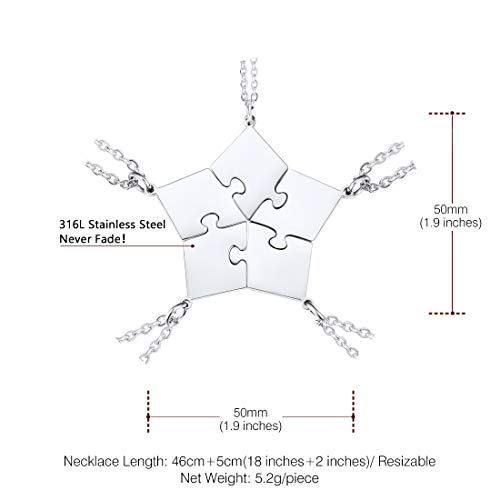 U7 Conjunto de corrente e pingente em formato de coração de aço inoxidável com 2/3/4/5/6 unidades -