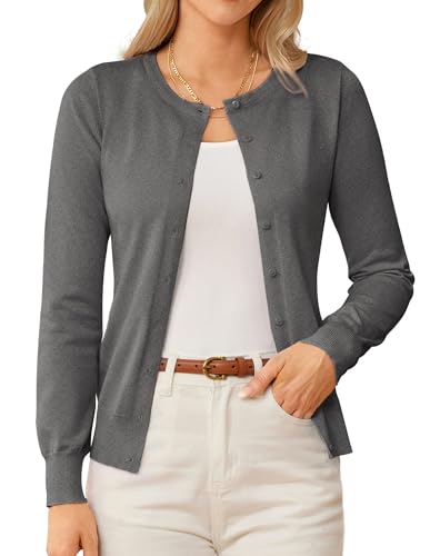 GRACE KARIN Womens Grey Cardigan Sweaters Trendy Summer Lightweight Cardigans for Women Shrug Outfits Clothes 3XL