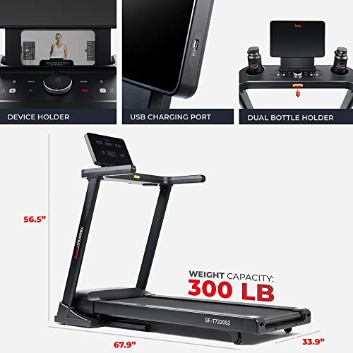 Image of Sunny Health & Fitness 20 inch x 55 inch Auto Incline Treadmill with Folding Deck