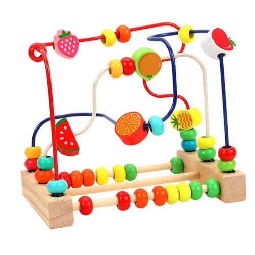 Zanthicia Perlenroller Spielzeug aus Holz, pädagogisches Kreisspielzeug zur Förderung der kindlichen Entwicklung, geeignet für kleine Hände zum Greifen und Trainieren der Feinmotorik.