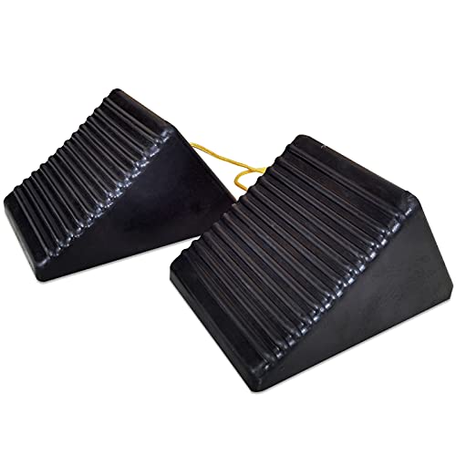 Hoxwell Solid Heavy Duty Rubber Wheel Chocks 2 Packs, Premium Chock For Car, Travel Trailers, Camper, Rv, Truck, And Atv(Black) (012-2 Pack) #TOP13
