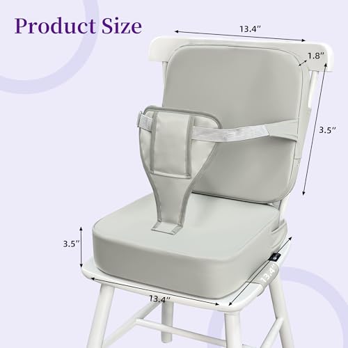 Image of Toddler Booster Seat for Dining Table with Backrest, Waterproof PU Cushion
