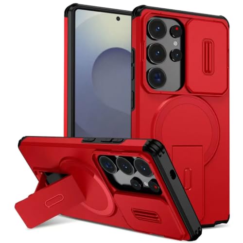 Étui Samsung S25 Edge antichoc rouge : protection d'objectif et support intégrés