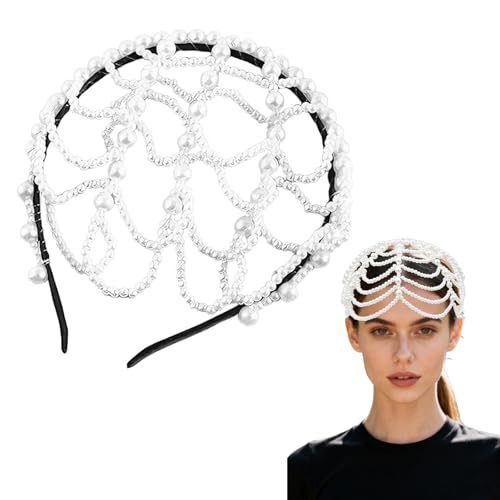 YAFIYGI Pearl Headpiece Flapper Hat Cape Crown for Women Roaring 20s...