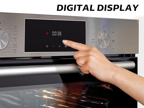 General Gold 60cm Electric Built in Oven With Fan and Grill, Stainless Steel Panel with Double Glass Door, 10 Cooking Function, LED Display, Heavy Duty Wall Oven Kitchen, Baking, Cakes (Digital Timer)