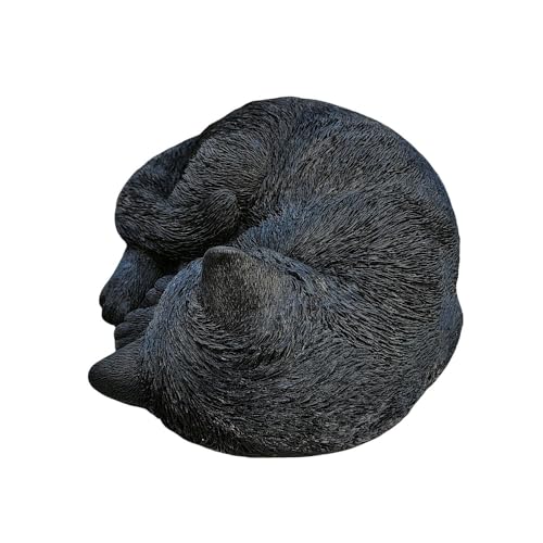 Figurilla Gato Durmiendo Elegancia Nocturna en Resina Negra miniatura 3