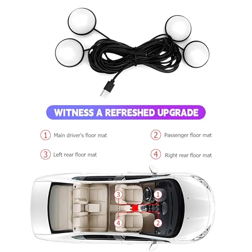 Luces LED coche interior con puerto USB y luz rosa universal 4