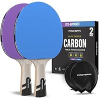 PRO-SPIN Tischtennisschläger – ITTF-zugelassener Carbon Profischläger für überlegene Präzision und Spin | Profi-Obergummi, 2,0 mm Schwammstärke, Schutzhülle (Blau | Lila, 2er-Pack)