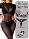 Mingnos Erotische Bodystockings für Damen Langarm Catsuit Ouvert Ganzkörper Strumpfhose Sexy Body Transparent Dessous, Schwarz