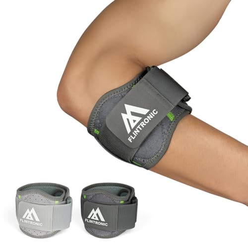 flintronic Coderas Epicondilitis Hombre Mujer, Cinta De Codo Tenista, Soporte Ajustable con Almohadilla, para Tenis, Golf, Levantamiento de Pesas, Cricket, Canotaje, para Tendinitis Alivio del Dolor