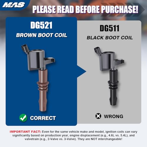 Image of MAS Set of 8 Brown Boot Ignition Coil Pack Compatible with Ford Lincoln Expedition F450 F550 Super Duty Navigator 4.6L 5.4L 6.8L Replacement for 8L3Z-12029-A C1659 DG521