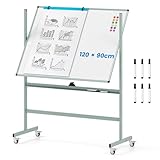 Roues Universelles Verrouillables : Les 4 roues universelles assurent un mouvement fluide, flexible et stable du tableau blanc. De plus, ces 4 roulettes avec freins permettent au tableau blanc d’être solidement fixé en place sans glisser.
