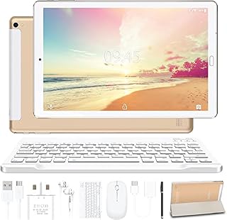 YESTEL Tablet 10 Inch Android 11 X2 Tablet with 4GB RAM + 64GB ROM, 256GB Expansion, Dual Cameras, WiFi, Bluetooth, 8000mAH, Octa-Core Processor 1.6GHz, Tablets with Keyboard and Mouse, Gold