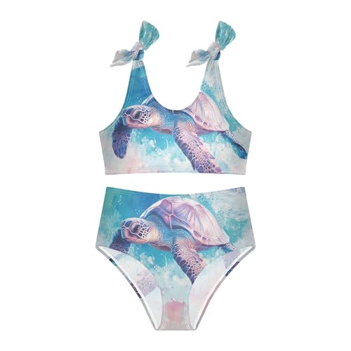 Pastel Color Sea Turtle in Ocean Girls Bikini Sets 2 Piece Swimsuits Bathing Suit Swimwear3