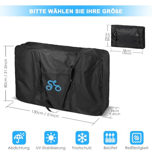 BEZORR Fahrrad Transporttasche,Fahrrad Reisetaschen, Wasserdicht Langlebig 1680D Tragetasche für 26 Zoll Faltrad 700C Mountainbike, Outdoor-Fahrradzubehör, Radfahren Aufbewahrungstasche
