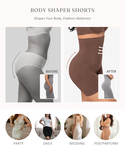 Image of FeelinGirl Tummy Control Shapewear Shorts Body Shaper for Women High-Waisted Thigh Slimming