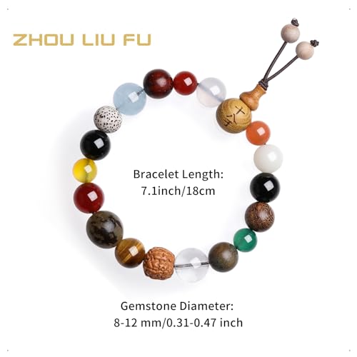 18 Beads Bracelet Eighteen Seeds Bodhi Buddhist Healing Multi Gemstone Beaded Stretch Bracelets Chinese Culture Blessing Pray Jewelry for Women Mens Gifts 7.1"/18CM J19161772
