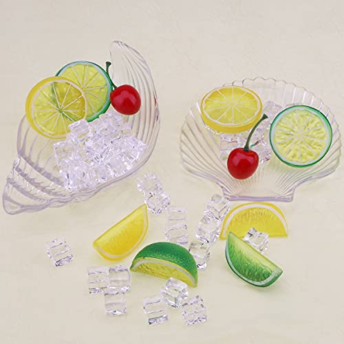Woration 60 Pcs Fake Fruits Model Simulation Clear Ice Cube Set, Artificial Lemon & Lime Slices Blocks Plastic Cherry For Home Bar Wedding Decoration Photo Props #TOP1