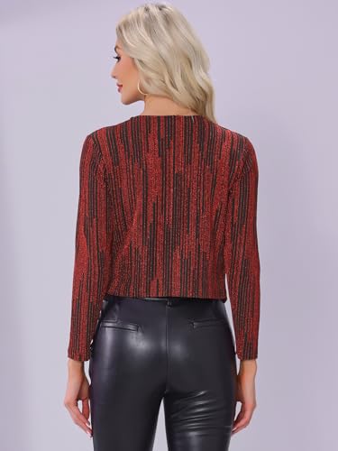 Allegra K Women's Party Sparkly Cardigan Christmas Long Sleeve Open Front Glitter Cropped Jacket3