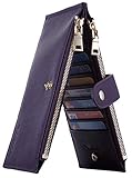 Travelambo Womens Walllet RFID Blocking Bifold Multi Card Case Wallet with Zipper Pocket Crosshatch (Purple Steel 5113)