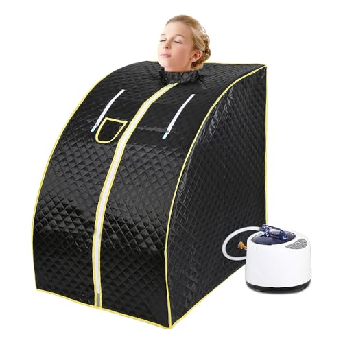 Sauna für Zuhause, Tragbare Sauna, Heimsauna Saunazelt mit Fernbedienung | Dampfsauna mit Verdampfer (schwarz-Dampfsauna)