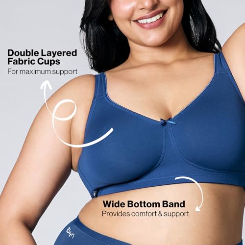 Image of NYKD NYB105 Wirefree Cotton No Sweat Breast Seperating Non-Padded Full Coverage Bra for Women (Available in Plus Size)