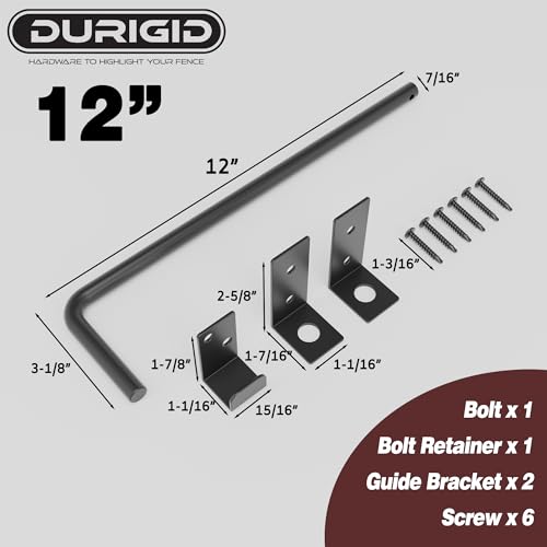 Image of 12 Inch Gate Cane Bolt Gate Ground Drop Rod, Heavy Duty Drop Rod Gate Latch for Wooden Vinyl Fence, Black Finished Cane Bolts for Gates, 1 Pack