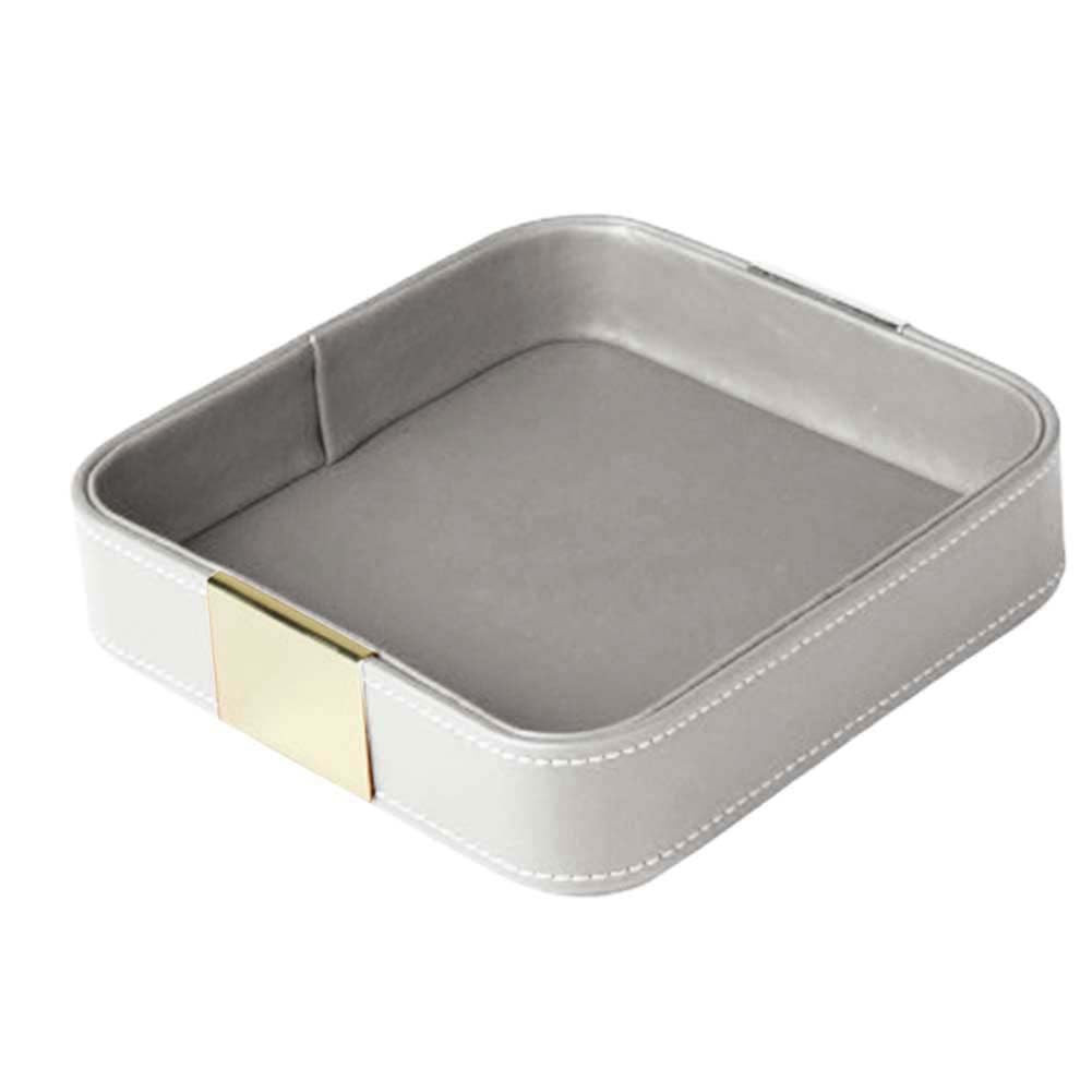 CTRLZS Leather Desktop Storage Tray Catchall Organizer Tray for Entryway Table to Hold Jewelry Watch Phone Wallet Container B Easy to Use 18.2 X 18.2 X 4.2cm