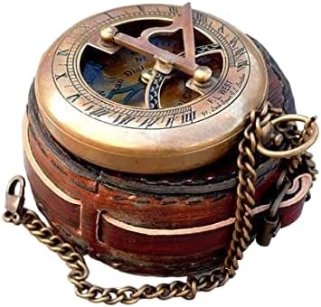 Brass Sundial Compass - Push Open Compass - Steampunk Accessory – Unique Gift for Men - Beautiful Handmade Gift - Sundial Clock – Sun Clock – Steampunk Clock for Him - Antique Decor