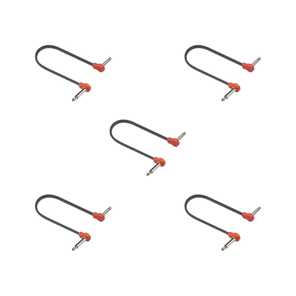 5-częściowy kabel krosowy do gitary kabel krosowy do efektów basowych kabel krosowy TS przewód do pedału efektów 50 cm czerwony