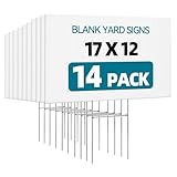 14 Pack Lawn Signs Corrugated Plastic 17x12 Inches Blank Yard Signs with Stakes for Yard Sale Sign Outdoor, Garage Sale, Open House, Estate Sale, Guidepost, Birthday Party