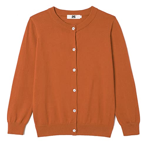 Image of Girls' Cardigan Sweater [Cute Petal Buttons] Cotton Long Sleeve Crewneck Uniform Sweater for 5-14 Years Girls