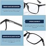 BLUEMOKY Blue Light Reading Glasses for Men,Sport Square Frame Readers, Anti Glare Computer Glasses