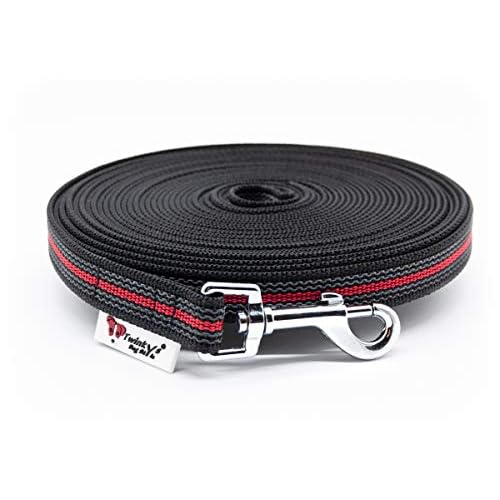 Julius-K9 216GM-2 Color & Gray gumierte Leine, 20 mm x 2 m ohne Schlaufe, maximal für 50 kg Hunde, schwarz-grau 6 Twinkys Dog Style Made IN Germany Schleppleine Hundeleine gummiert 20 mm breit für Hunde bis 50 kg - OHNE Handschlaufe 5 Meter Schwarz Rot