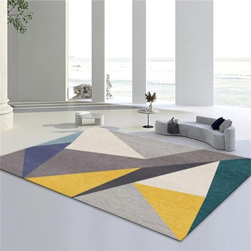 Alfombras niña de pelo corto geométrico amarillo lavable 180x250cm 2