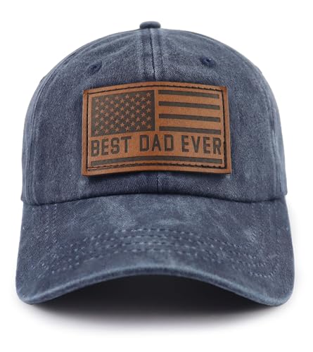 Image of Best Dad Ever American Flag Hat,Adjustable Cotton Embroidered Fathers Day Birthday Gifts for Papa Baseball Cap