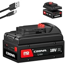 4.0Ah PDnation Universal Battery and Removable Adapter Combo, Compatible with Dewalt 20V Max Tools, Support 45W Fast Charging