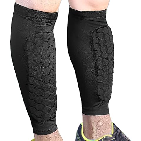 YUNYILAN Soccer Shin Guards Shin Pads for Kids Youth Adult, Football Shin Calf Sleeve with Honeycomb Pads Foam, Support for Shin Splint Baseball Kickboxing Calf Protective Gear (1 Pair Black, XXL) Cover