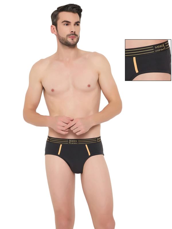 Image of John Players Pack of 2 Cotton Brief Underwear for Men with Striped Waistband