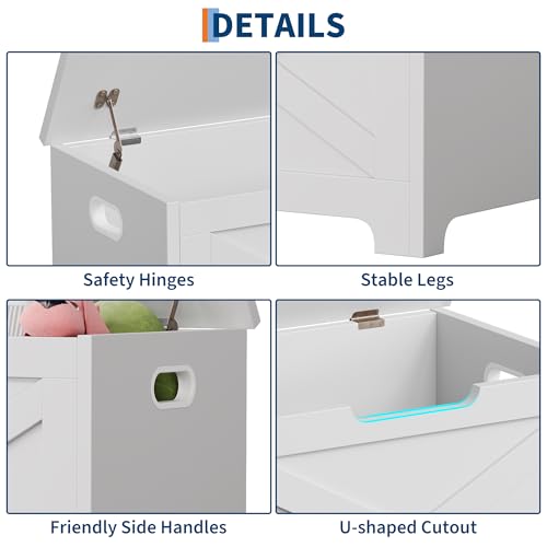 GAOMON Storage Chest, Wooden Toy Storage Bench, Modern Style Lift-Top Toy Chest with Safety Hinge for Entryway, Bedroom, Living Room, Supports 300 Lb and Easy Assembly