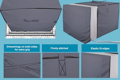 Image of Stylista window ac cover suitable for O-General 1.5 Ton AXGB18CHAA-B, Grey Color Elastic fit Cover for front and rear Of Window Ac