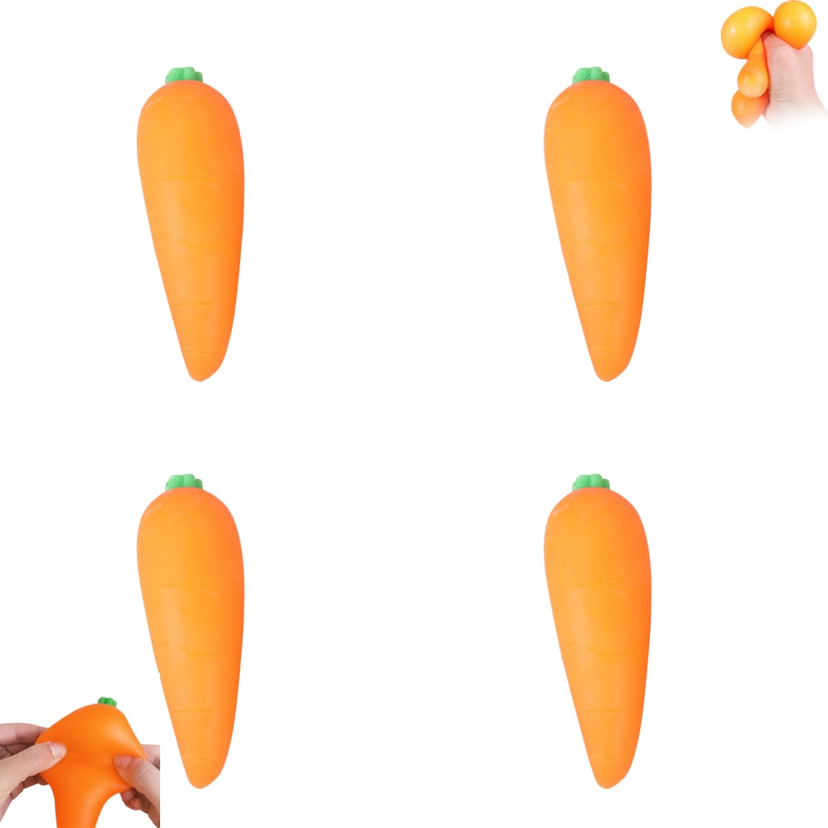 Squishy Carrot – Jumbo 11.5-Inch Squishy Vegetable | Giant Stress Relief Toy | Sensory Fidget Food Fun for Kids, Teens, and Adults (4 PC)