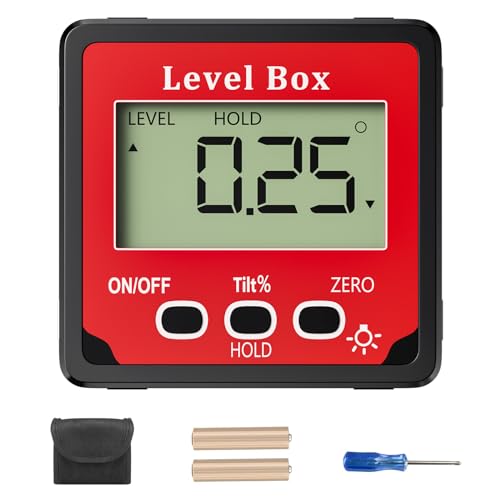 Gvolatee Inclinometro Digital, 4 x 90 ° de Nivel Digital, Medidor de Angulos de Precision, Goniometro Digitale Magnética, Buscador de Ángulo Digital con LCD Pantalla, para Carpintería, Construcción