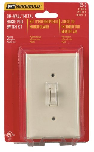 Wiremold Switch Kit Surface Wiring Metallic Box Ivory Paintable/Stainable Carded