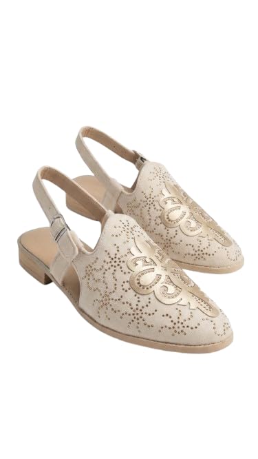 jk port Men's Women Ethnic Synthetic Leather Peshawari Formal Slip On Sandal Mojari | Slingback Jutti Shoes for Wedding|Party|Occasions|Fashion|Traditional|Outdoor|Lightweight|Shoes with TPR Sole For Unisex (Beige)-picture-14