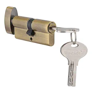 LAPO 70 mm Brass Cylinder Lock for Mortise Handle Lock Fittings for Wooden Door | Cylinder Lock with 3 Brass Ultra Keys(Antique Finish)-Pack of 1 pcs