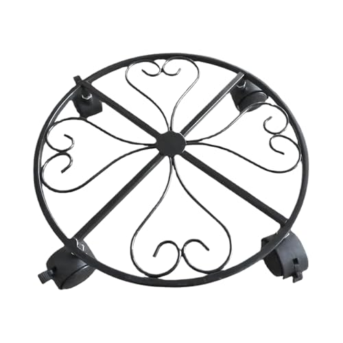 Support de pot de fleurs avec roulettes extérieur terrasse chariot mobile rond - 2