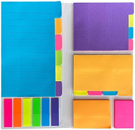 Divider Sticky Notes Set, Prioritize with Color Coding, 60 Ruled (3.8x6’’), 48 Dotted Notes (3x3.8’’), 48 Blank (2.6x3.5’’), 42 Orange and Pink, 150 Neon Color Index Tabs, 390 Total Tab Divider Notes